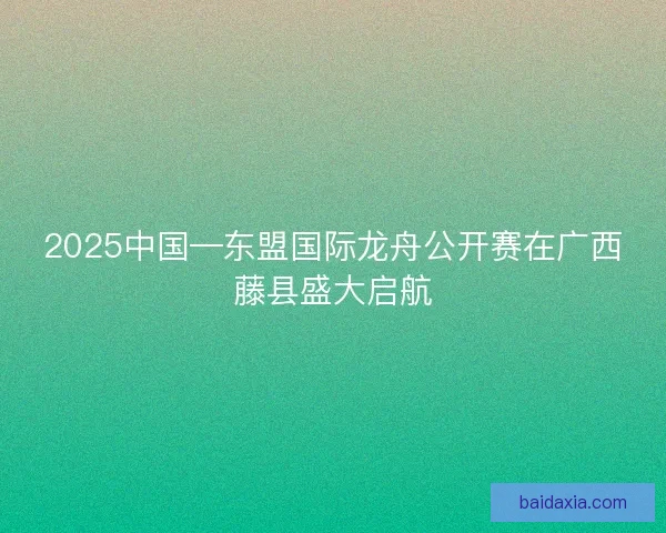 2025中国—东盟国际龙舟公开赛在广西藤县盛大启航