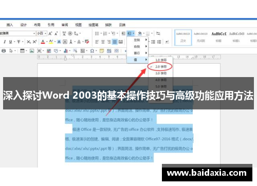 深入探讨Word 2003的基本操作技巧与高级功能应用方法